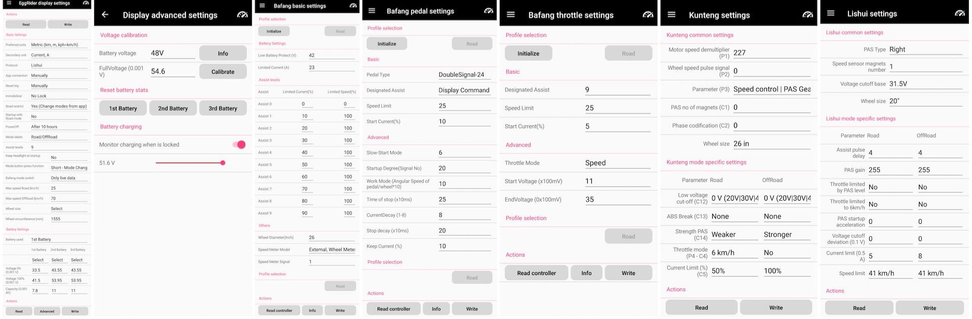 EggRider app overview settings pages EggRider app overview settings pages