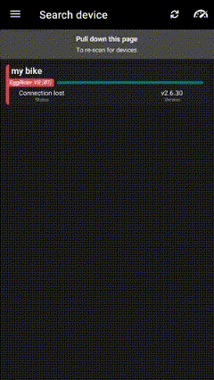 eggrider display connect in search list eggrider device list in search page