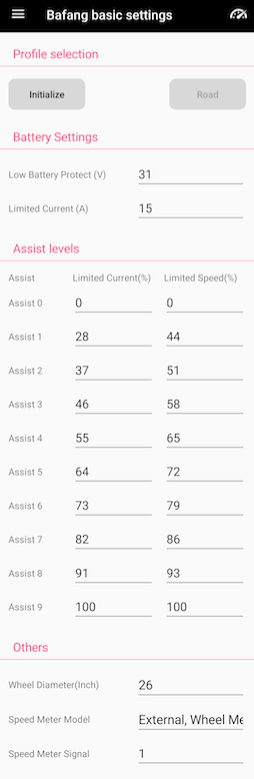 Bafang BBS01 250w basic settings Bafang BBS01 basic 250W