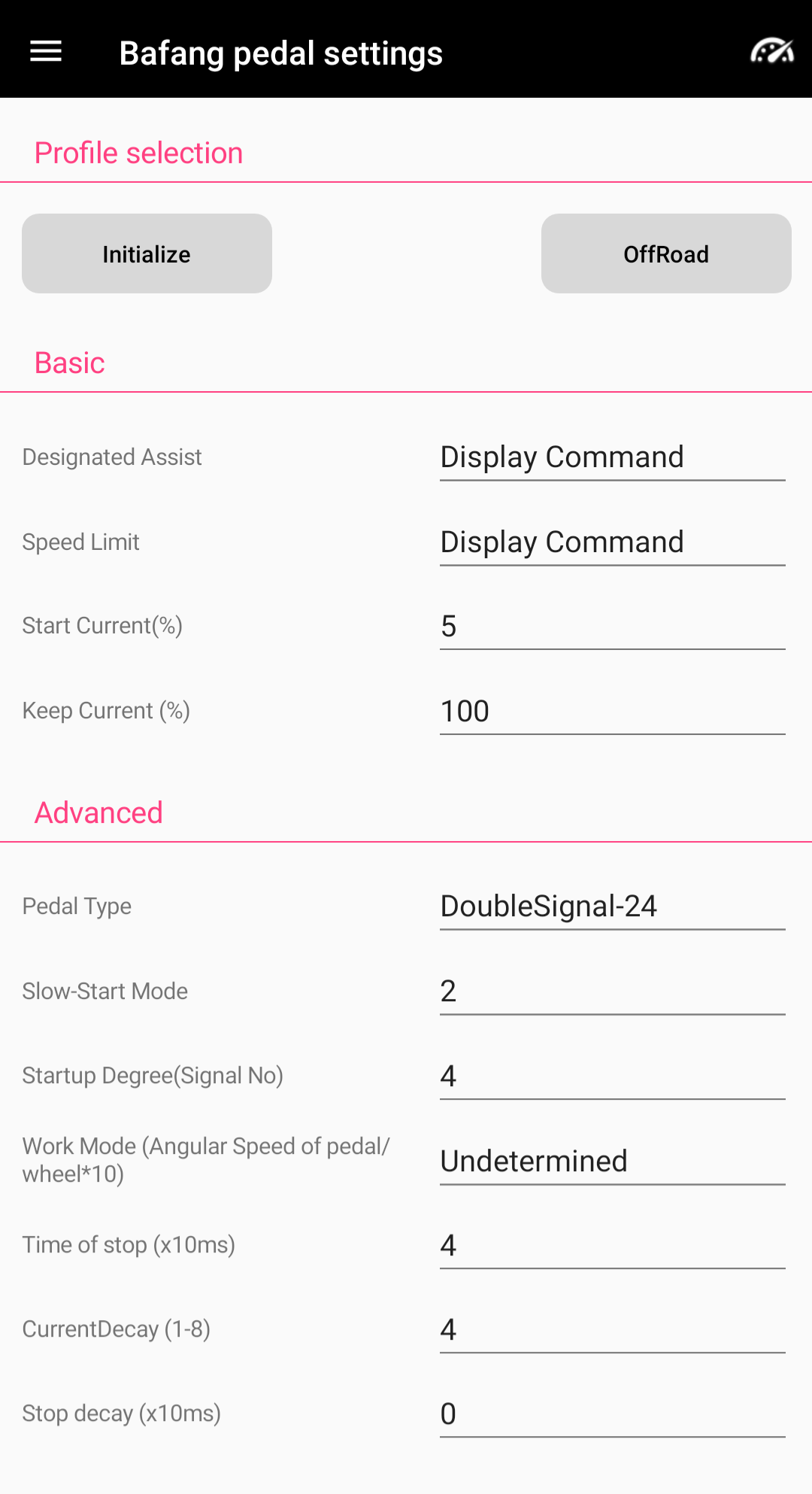 Bafang BBSHD pedal off settings Bafang BBSHD pedal off