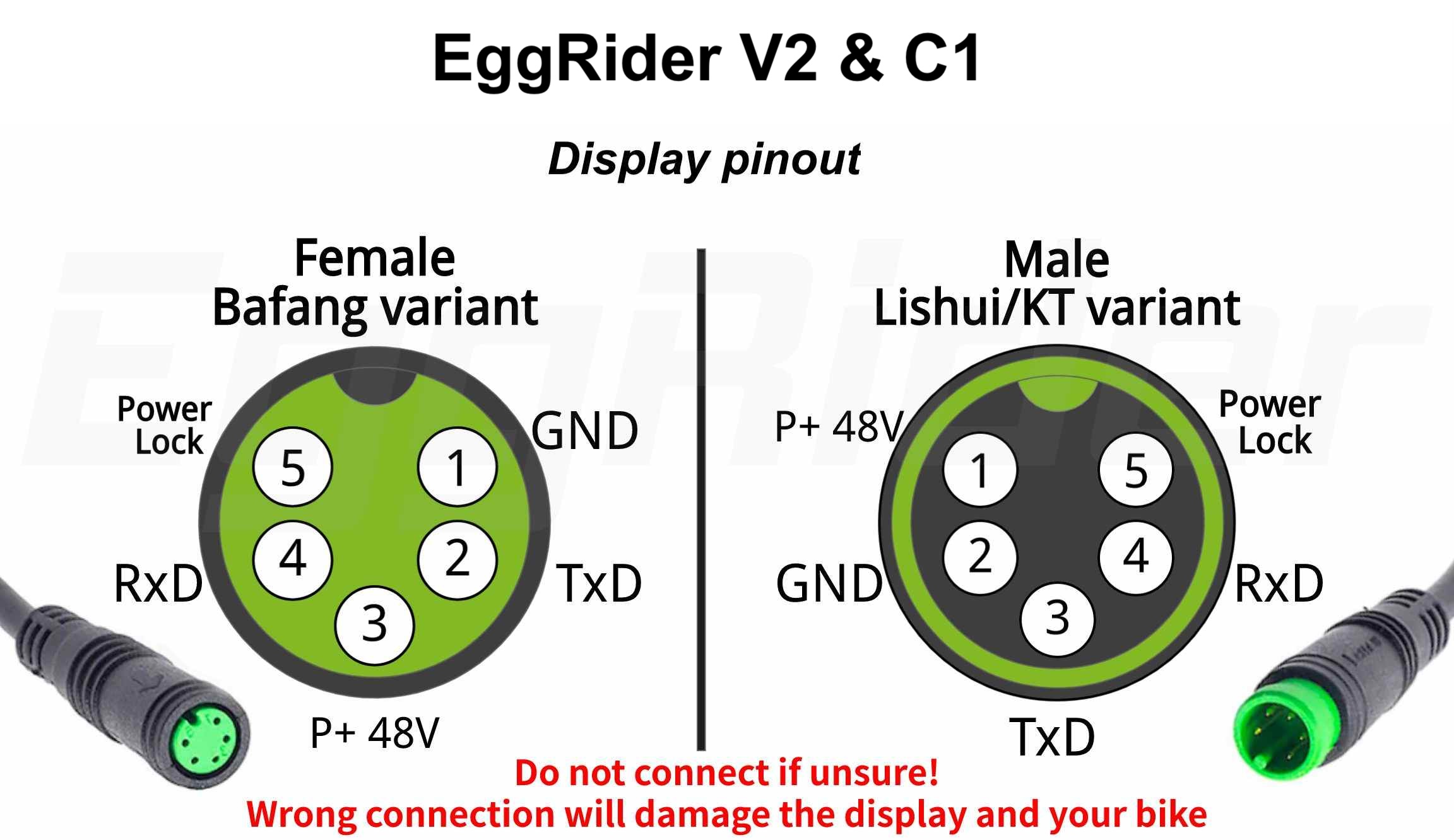 EggRider pinout EggRider V2 display pinout