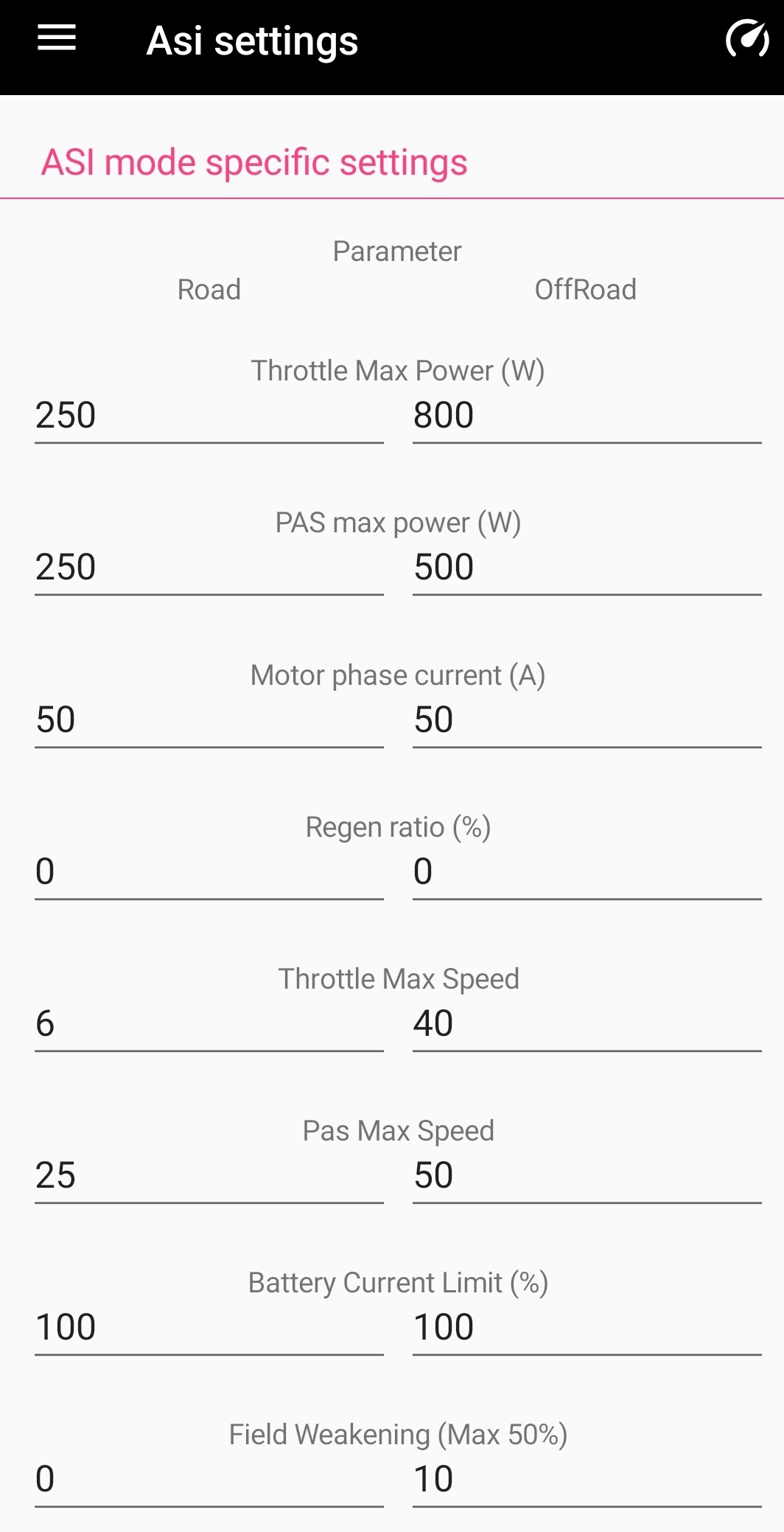 EggRider Radv2 ASI default settings EggRider Radv2 ASI default settings